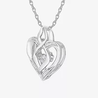 Love in Motion™ Lab-Created White Sapphire & Diamond-Accent Sterling Silver Heart Pendant Necklace