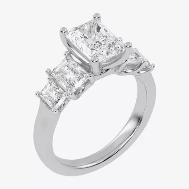 (G / Vs2-Si1) Womens 3 1/2 CT. T.W Lab Grown White Diamond 14K Gold 5-Stone Engagement Ring