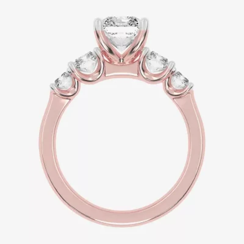 (G / Vs2-Si1) Womens 3 1/2 CT. T.W Lab Grown White Diamond 14K Gold 5-Stone Engagement Ring