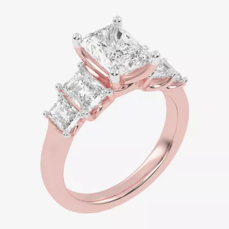 (G / Vs2-Si1) Womens 3 1/2 CT. T.W Lab Grown White Diamond 14K Gold 5-Stone Engagement Ring