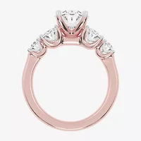 (G / Vs2-Si1) Womens 3 1/2 CT. T.W Lab Grown White Diamond 14K Gold Oval 5-Stone Engagement Ring