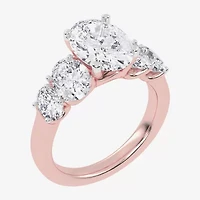 (G / Vs2-Si1) Womens 3 1/2 CT. T.W Lab Grown White Diamond 14K Gold Oval 5-Stone Engagement Ring