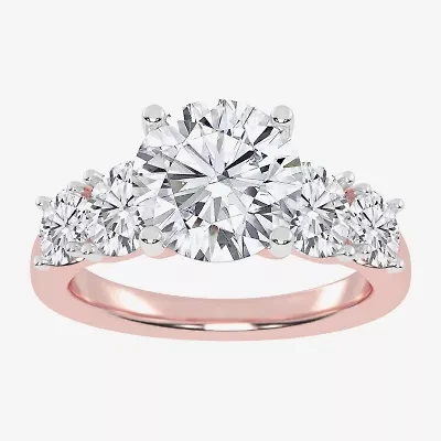 (G / Vs2-Si1) Womens 3 1/2 CT. T.W Lab Grown White Diamond 14K Gold Round 5-Stone Engagement Ring