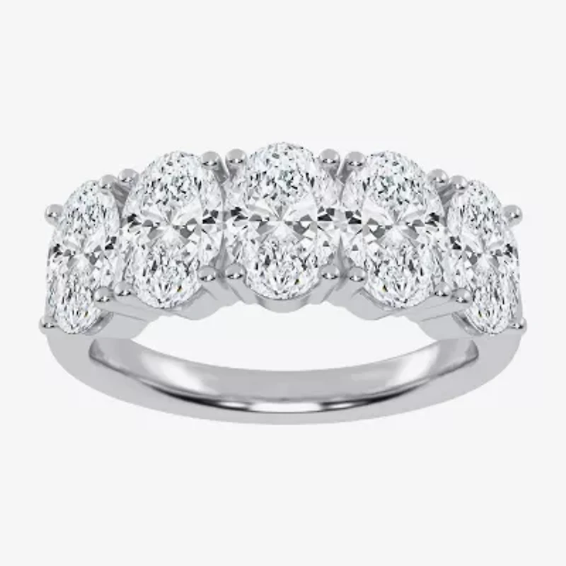 G / Vs2-Si2) Womens 2 1/2 CT. T.W. Lab Grown White Diamond 14K Gold 5-Stone Anniversary Band