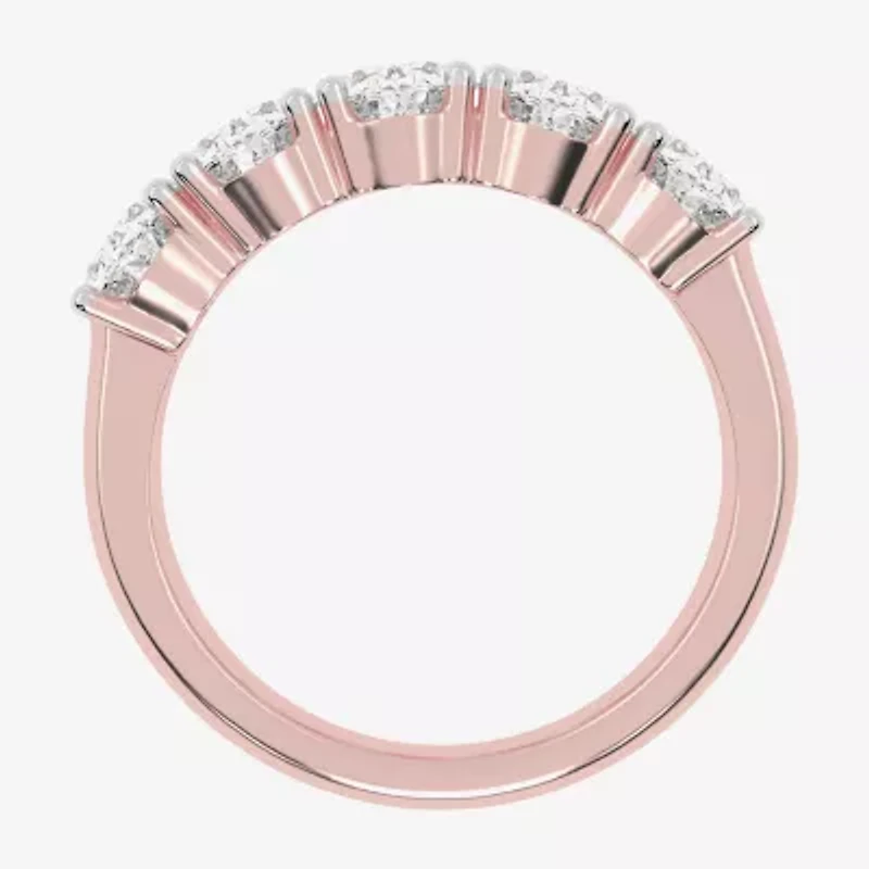 G / Vs2-Si2) Womens 2 1/2 CT. T.W. Lab Grown White Diamond 14K Rose Gold 5-Stone Anniversary Band
