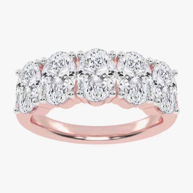 G / Vs2-Si2) Womens 2 1/2 CT. T.W. Lab Grown White Diamond 14K Rose Gold 5-Stone Anniversary Band