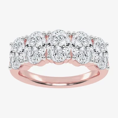 G / Vs2-Si2) Womens 2 1/2 CT. T.W. Lab Grown White Diamond 14K Rose Gold 5-Stone Anniversary Band