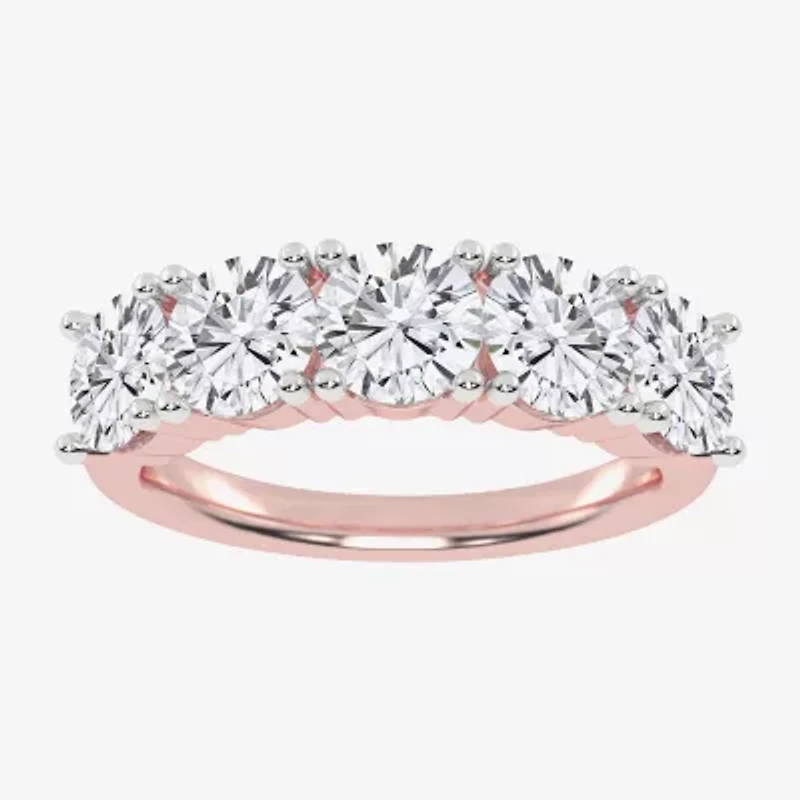 G / Vs2-Si2) Womens 2 1/2 CT. T.W. Lab Grown White Diamond 14K Gold 5-Stone Anniversary Band