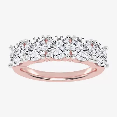 G / Vs2-Si2) Womens 2 1/2 CT. T.W. Lab Grown White Diamond 14K Gold 5-Stone Anniversary Band