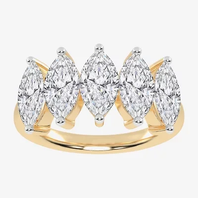 (G / Vs2-Si2) Womens 2 1/2 CT. T.W. Lab Grown White Diamond 14K Gold 5-Stone Anniversary Band