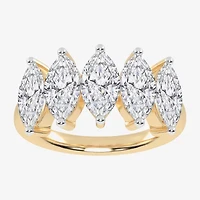 (G / Vs2-Si2) Womens 2 1/2 CT. T.W. Lab Grown White Diamond 14K Gold 5-Stone Anniversary Band