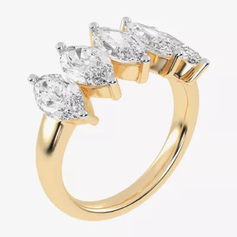 (G / Vs2-Si2) Womens 2 1/2 CT. T.W. Lab Grown White Diamond 14K Gold 5-Stone Anniversary Band