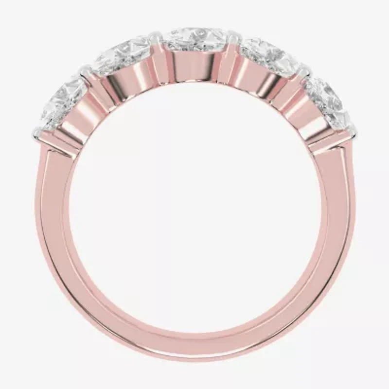 (G / Vs2-Si2) Womens 2 1/2 CT. T.W. Lab Grown White Diamond 14K Rose Gold 5-Stone Anniversary Band