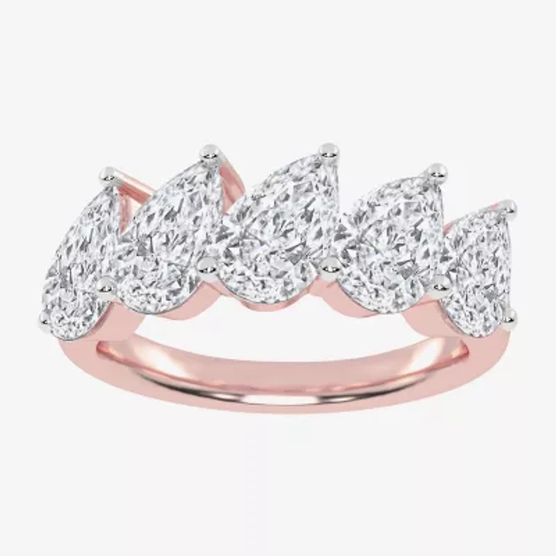 (G / Vs2-Si2) Womens 2 1/2 CT. T.W. Lab Grown White Diamond 14K Rose Gold 5-Stone Anniversary Band