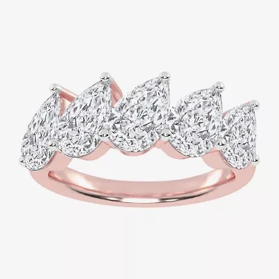 (G / Vs2-Si2) Womens 2 1/2 CT. T.W. Lab Grown White Diamond 14K Rose Gold 5-Stone Anniversary Band