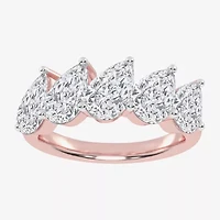 (G / Vs2-Si2) Womens 2 1/2 CT. T.W. Lab Grown White Diamond 14K Rose Gold 5-Stone Anniversary Band