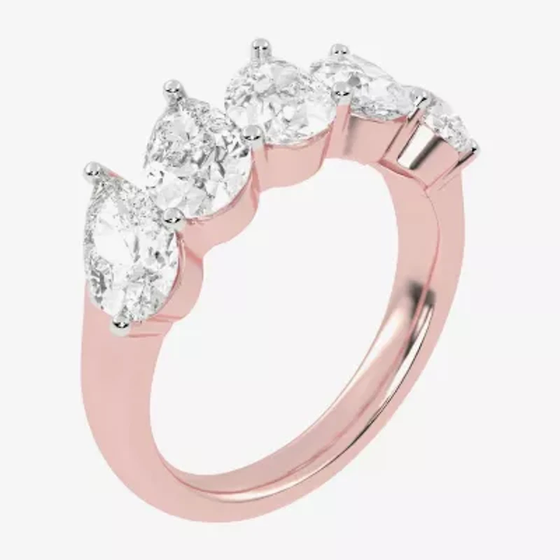 (G / Vs2-Si2) Womens 2 1/2 CT. T.W. Lab Grown White Diamond 14K Rose Gold 5-Stone Anniversary Band