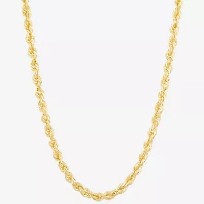 Womens 14K Gold 22 Inch Rope Chain Necklace