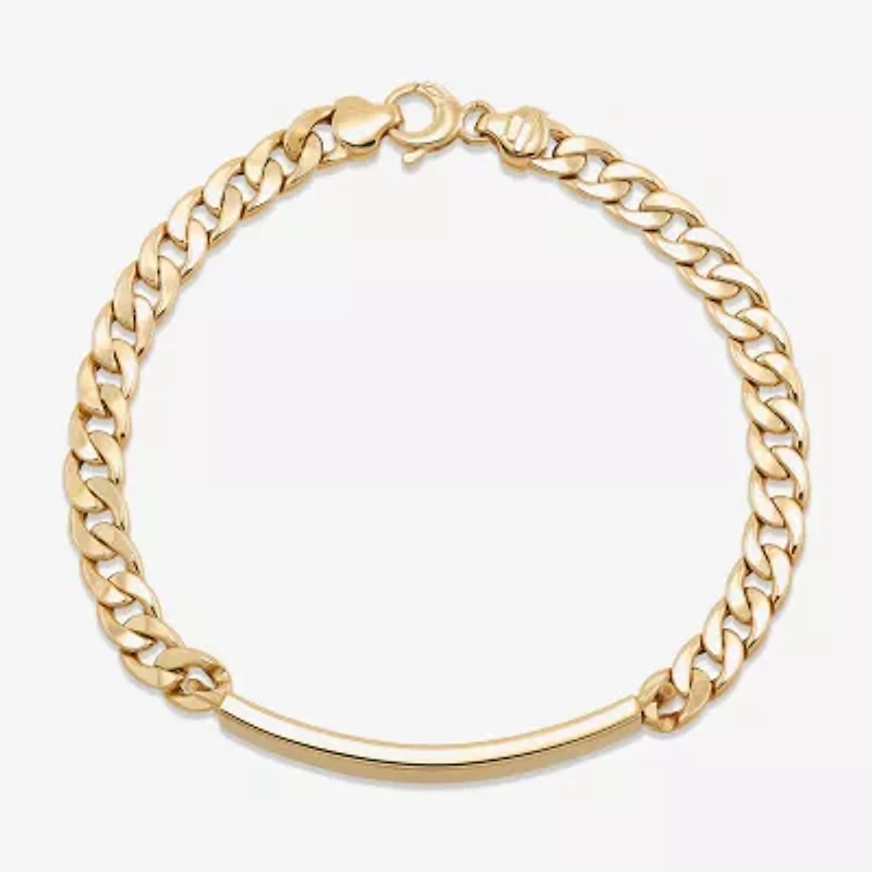 Made in Italy Mens 14K Gold 8 3/4 Inch Hollow Curb Id Bracelet