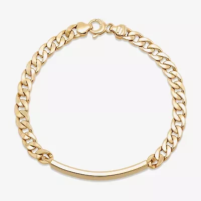 Made in Italy Mens 14K Gold 8 3/4 Inch Hollow Curb Id Bracelet