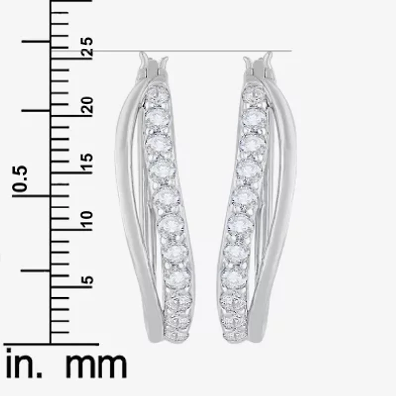 DiamonArt® White Cubic Zirconia Sterling Silver 24.4mm Hoop Earrings