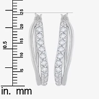 DiamonArt® White Cubic Zirconia Sterling Silver 24.4mm Hoop Earrings