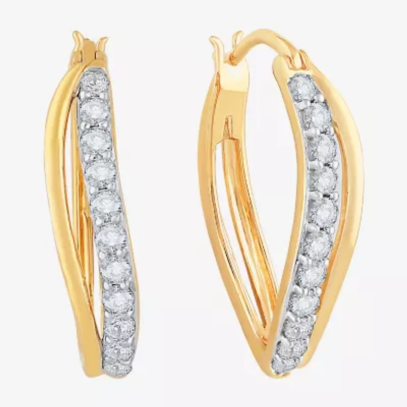 DiamonArt® White Cubic Zirconia 14K Gold Over Silver 24.4mm Hoop Earrings
