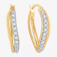 DiamonArt® White Cubic Zirconia 14K Gold Over Silver 24.4mm Hoop Earrings