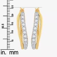 DiamonArt® White Cubic Zirconia 14K Gold Over Silver 24.4mm Hoop Earrings