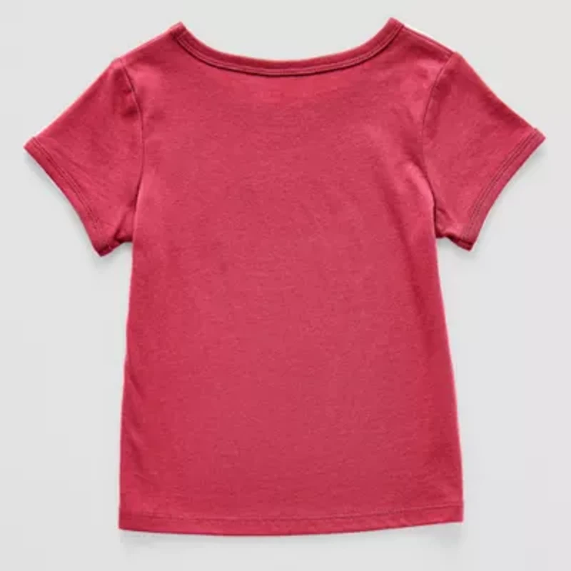 Okie Dokie Toddler & Little Girls U Neck Short Sleeve Regular Fit Graphic T-Shirt