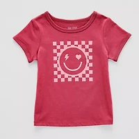 Okie Dokie Toddler & Little Girls U Neck Short Sleeve Regular Fit Graphic T-Shirt