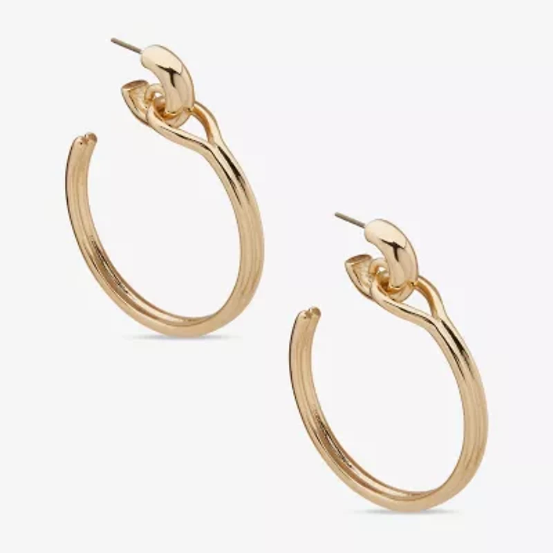 Worthington Gold Tone Womens 50.8mm Hoop Earrings