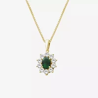 Womens Oval-cut Gemstone & / CT. T.W. Lab-Grown Diamond 10K Gold Pendant Necklace