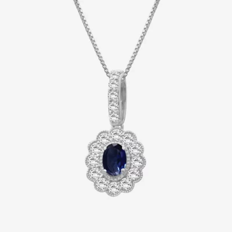 Womens Oval-cut Gemstone & 1 CT. T.W. Lab-Grown Diamond 10K Gold Pendant Necklace