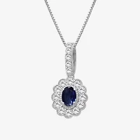 Womens Oval-cut Gemstone & 1 CT. T.W. Lab-Grown Diamond 10K Gold Pendant Necklace