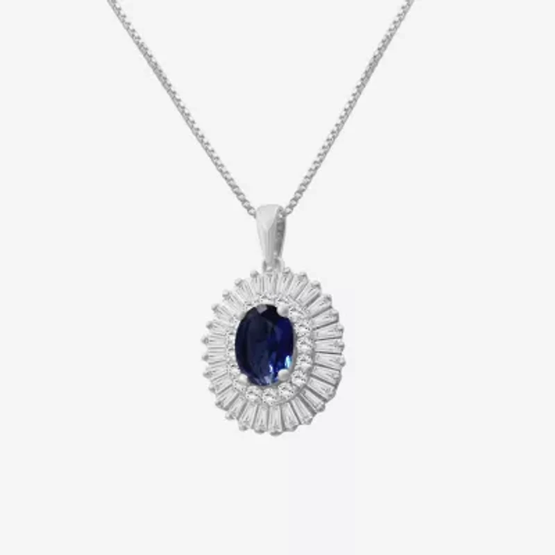 Womens Oval-cut Gemstone & 1 CT. T.W. Lab-Grown Diamond 10K Gold Pendant Necklace