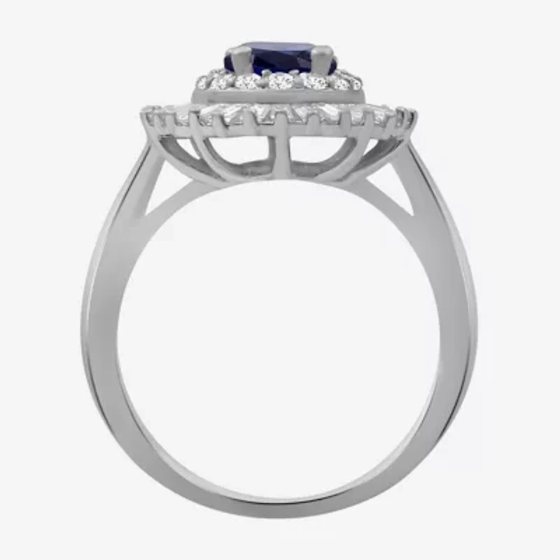 Womens Oval-cut Gemstone & 1 CT. T.W. Lab-Grown Diamond 10K Gold Halo Cocktail Ring