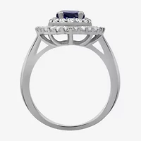 Womens Oval-cut Gemstone & 1 CT. T.W. Lab-Grown Diamond 10K Gold Halo Cocktail Ring
