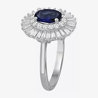 Womens Oval-cut Gemstone & 1 CT. T.W. Lab-Grown Diamond 10K Gold Halo Cocktail Ring