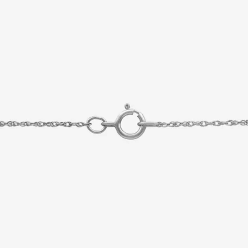 Womens Diamond Accent Lab Created Gemstone 10K White Gold Cross Pendant Necklace