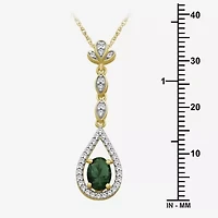 Womens Oval-cut Gemstone & 1/5 CT. Lab-grown Diamond 10K Gold Pendant Necklace