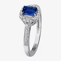 Womens Emerald-cut Gemstone & 3/8 CT. T.W. Natural Diamond 10K Gold Halo Cocktail Ring