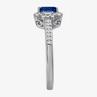 Womens Emerald-cut Gemstone & 3/8 CT. T.W. Natural Diamond 10K Gold Halo Cocktail Ring