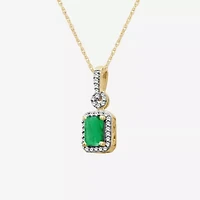 Womens Gemstone & 1/10 CT. T.W. Natural Diamond 10K Gold 18 Inch Pendant Necklace