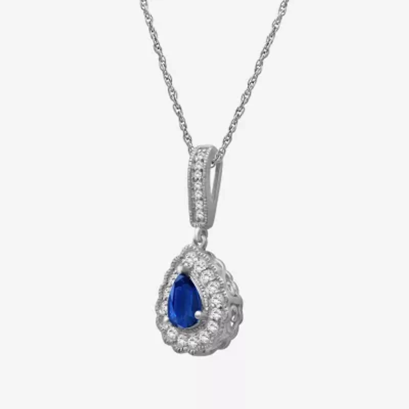 Womens Gemstone & 1/7 CT. T.W. Natural Diamond 10K Gold Pear 18 Inch Pendant Necklace