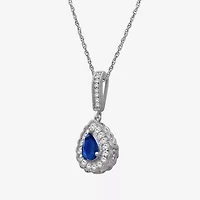 Womens Gemstone & 1/7 CT. T.W. Natural Diamond 10K Gold Pear 18 Inch Pendant Necklace