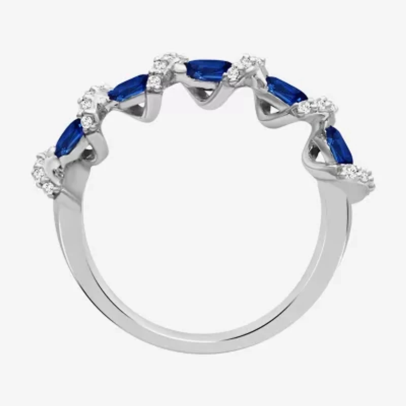 Womens Gemstone & 1/6 CT. T.W. Natural Diamond 10K Gold Oval Band