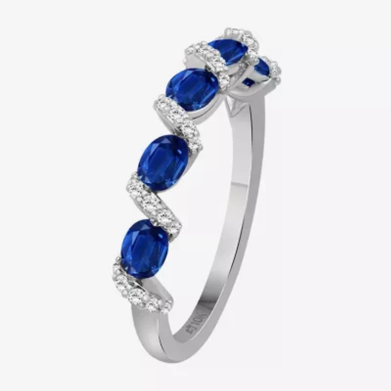 Womens Gemstone & 1/6 CT. T.W. Natural Diamond 10K Gold Oval Band