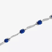 Womens Gemstone & 1/8 CT. T.W. Natural Diamond 10K Gold Oval 7.25 Inch Tennis Bracelet