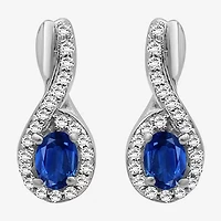Womens Gemstone & 1/6 CT. T.W. Natural Diamond 10K Gold Oval Drop Earrings